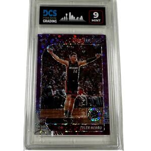 2019-20 NBA Hoops Tyler Herro Purple Disco Rookie Card Graded DCS 9 Mint